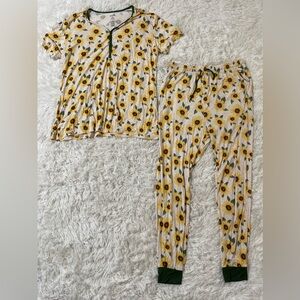 Bundle Of Joy Pajama Two Piece Set Pajamas Bamboo Sunflower Lounge Pjs Womens XL